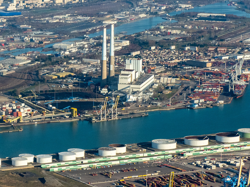vue aérienne du port du Havre en France